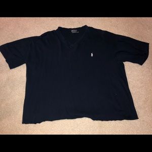 navy blue polo v neck